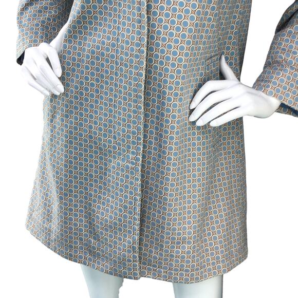 Boden Womens Size 10 Overcoat Mid Length Rain Jacket Coated Cotton Circles - Picture 3 of 16